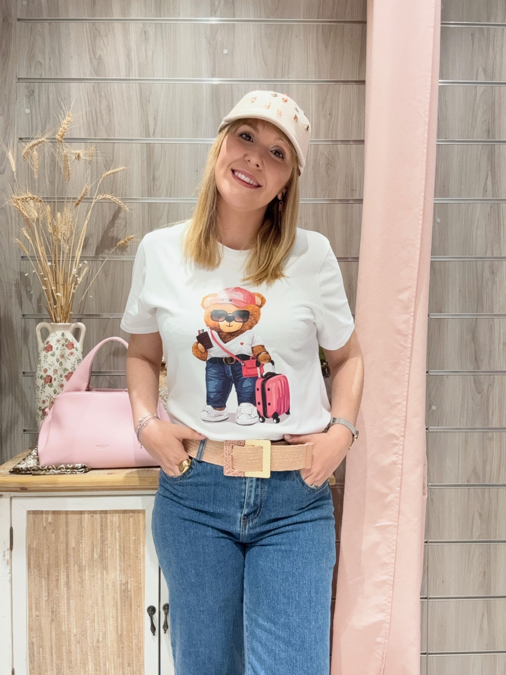 Camiseta Oso Rosa