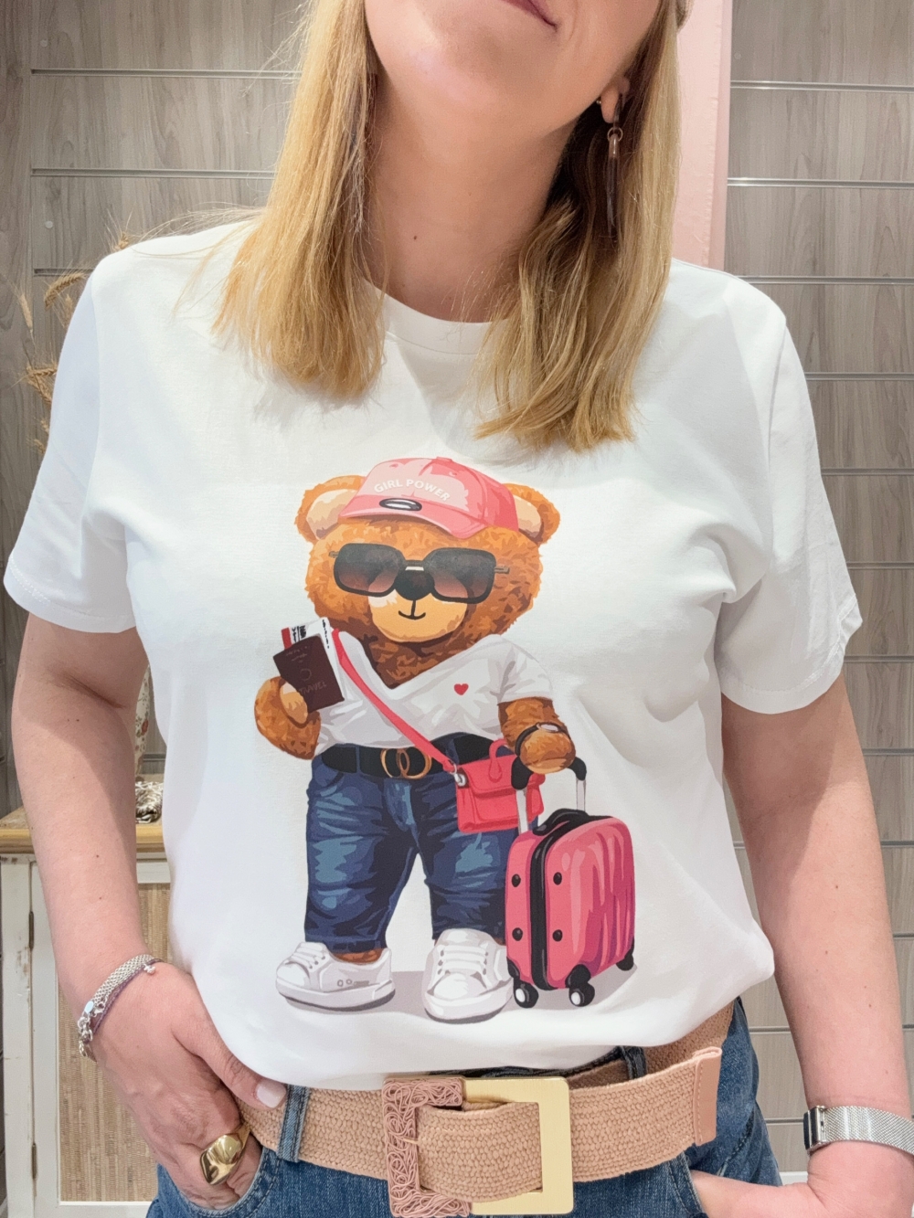 Camiseta Oso Rosa