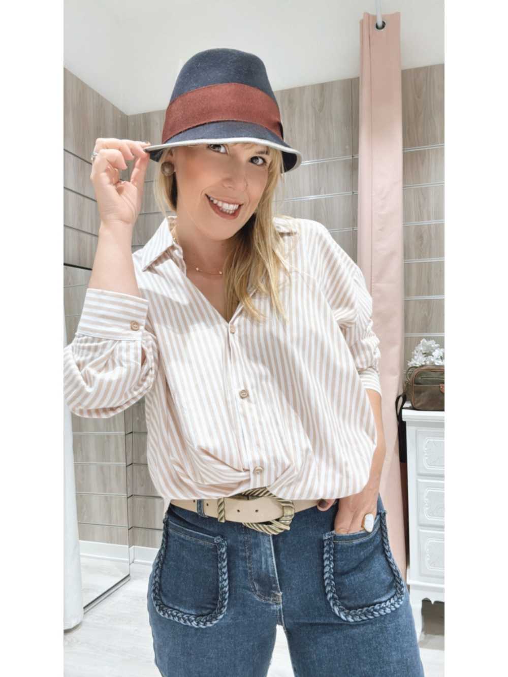 Camisa Vera Rayas Beige