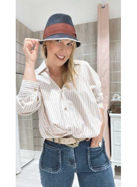 Camisa Vera Rayas Beige