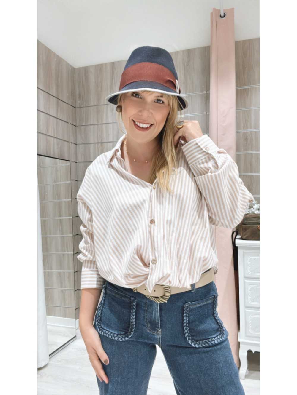 Camisa Vera Rayas Beige