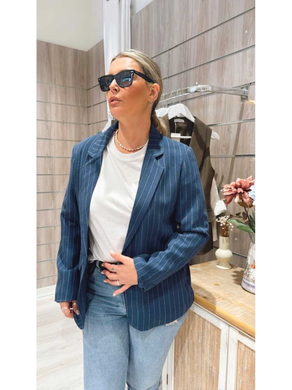 Americana Celia Azul a Rayas