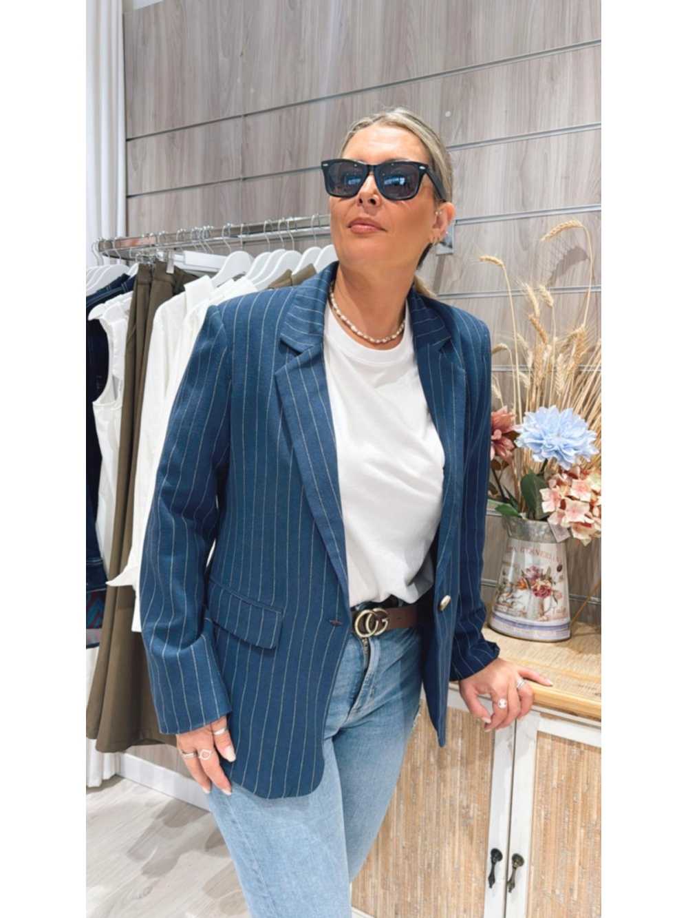 Americana Celia Azul a Rayas