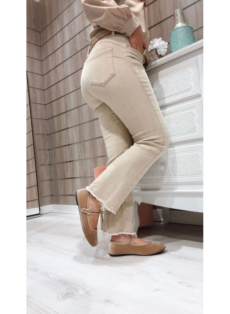 Vaquero Sara Garbanzo | Pantalón recto beige Le Munir Vaquero Sara Garbanzo | Pantalón recto beige Le Munir
