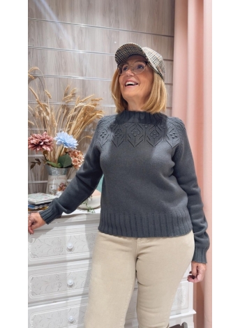 Punto y textura del Jersey Raquel gris